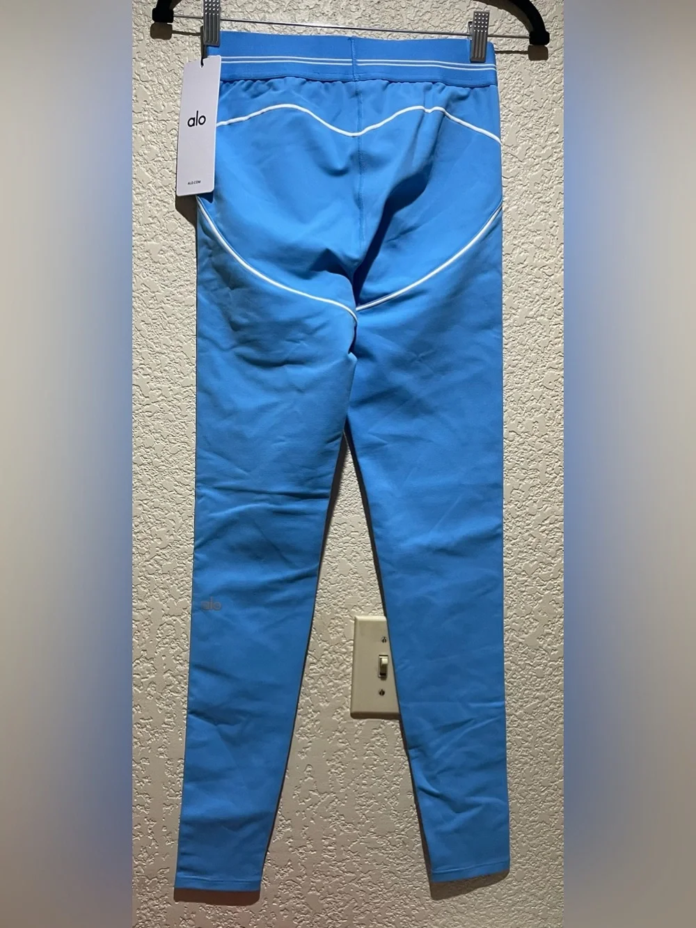ALO Yoga Airbrush High Waist 7/8 Heart Throb Leggings Azure Blue White Size S